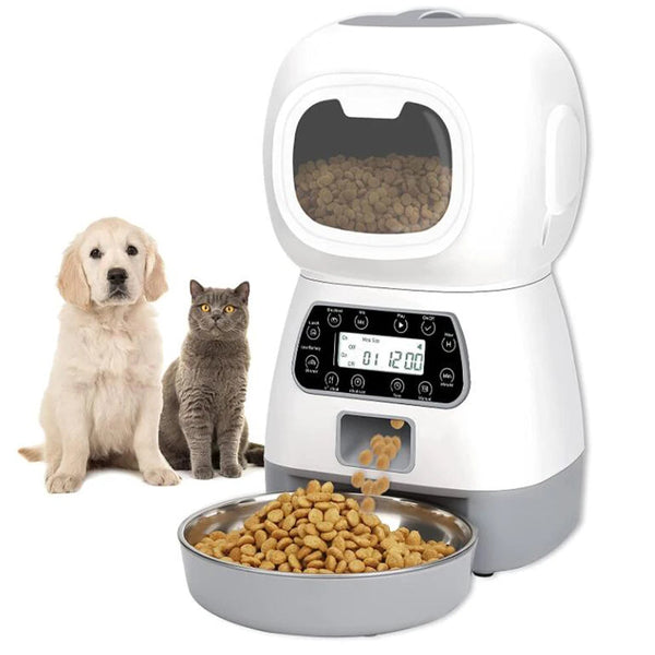 Automatic Pet Feeder with Timer - 3.5L Food Dispenser with Stainless Steel Bowl