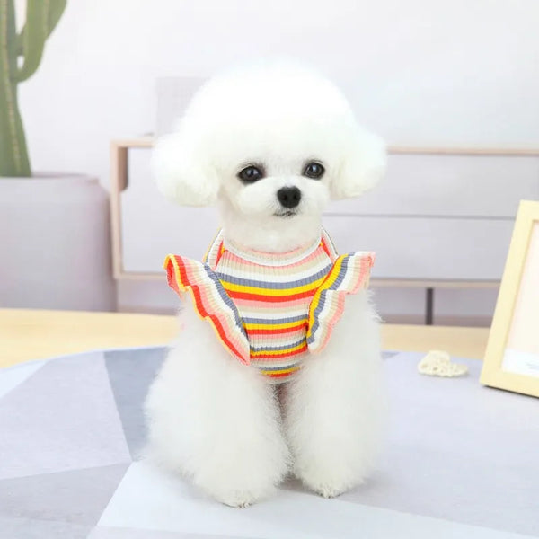 Ruffle Striped Pet Dress and Vest - Spring Summer Party Outfit