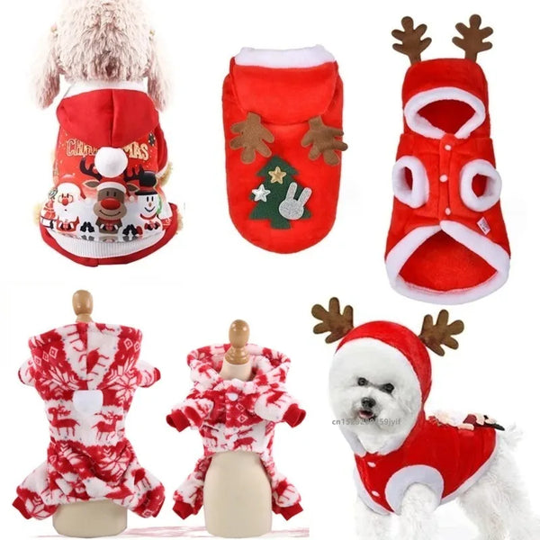 Christmas Santa Dog Costume Jacket - Holiday Pet Outfit