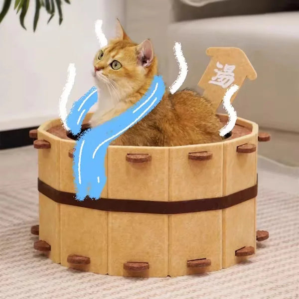 Felt Bathtub Cat Bed - Semi-Enclosed Pet Nest for Sleeping