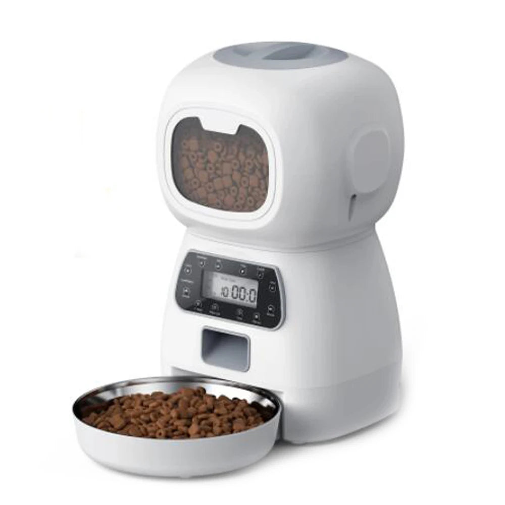 Automatic Pet Feeder with Timer - 3.5L Food Dispenser with Stainless Steel Bowl