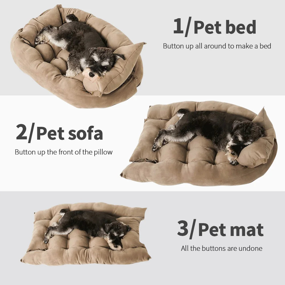 3 in 1 Pet Bed Mat - Removable Cover Warm Sofa Nest