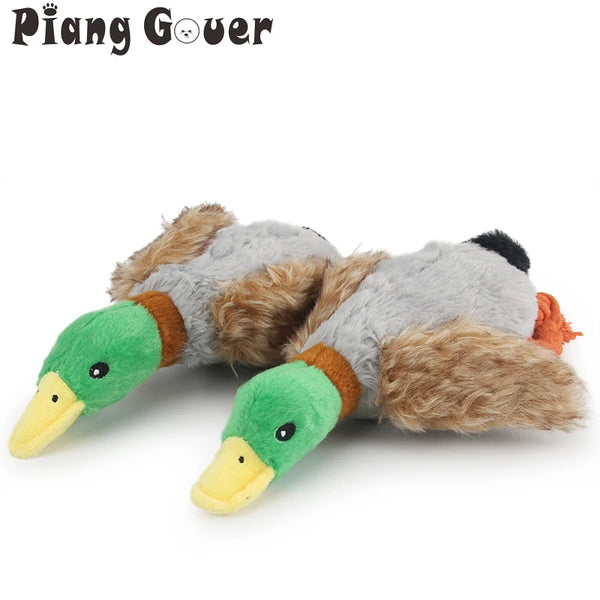 Plush Duck Squeaky Dog Toy - Rope Chew and Teeth Cleaning Toy