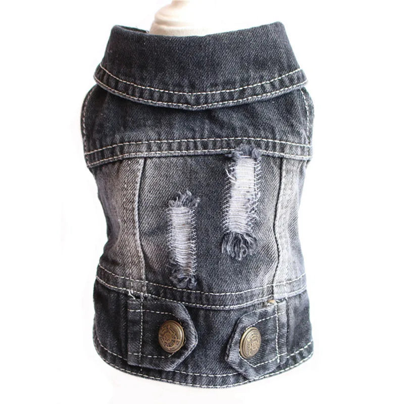 Cat Denim Vest Jacket - Casual Spring Autumn Pet Coat