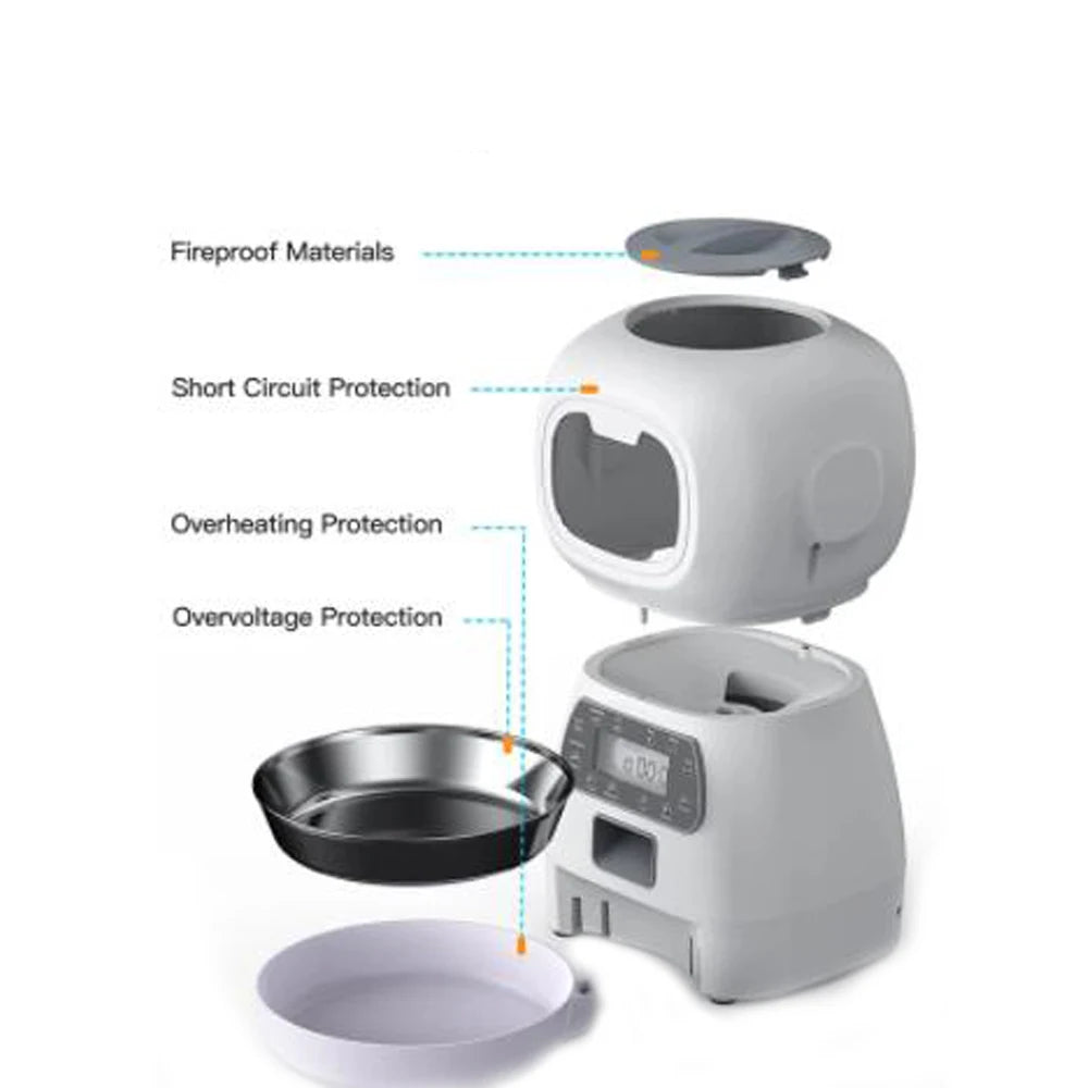 Automatic Pet Feeder with Timer - 3.5L Food Dispenser with Stainless Steel Bowl