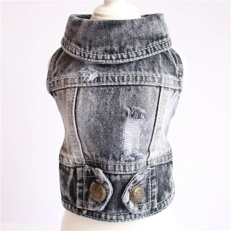 Cat Denim Vest Jacket - Casual Spring Autumn Pet Coat