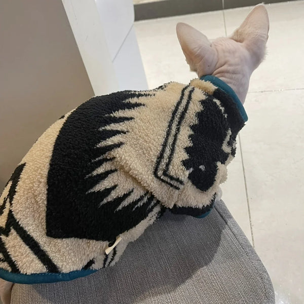 Velvet Sphynx Cat Jacket - Warm Zip-Up Autumn Coat