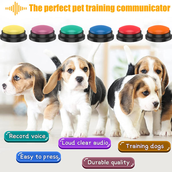 Recordable Dog Training Buttons Set - Talking Pet Buzzers with Light