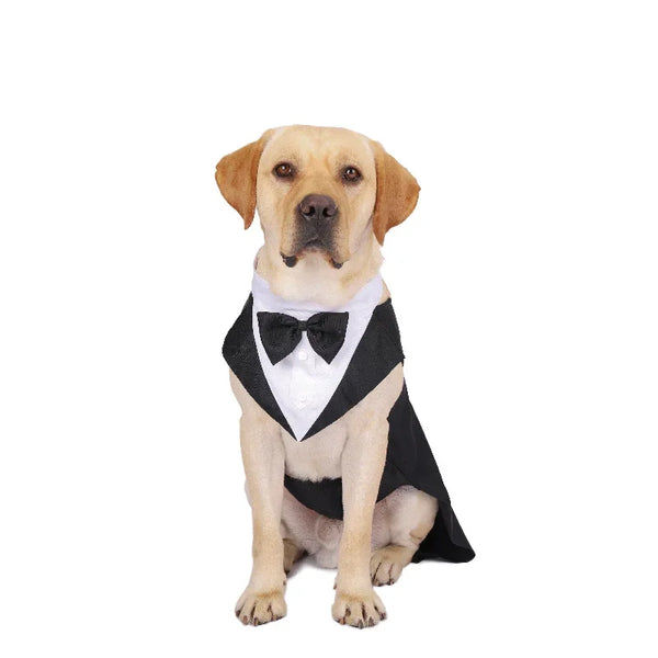 Dog Tuxedo Shirt with Bow Tie - Formal Party Outfit