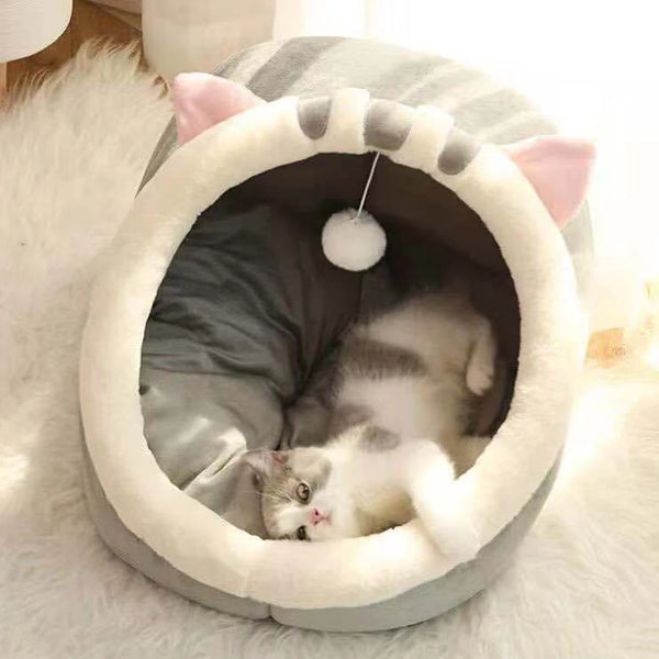 Semi-Closed Cat Nest Bed - Warm Four-Season Pet Cave