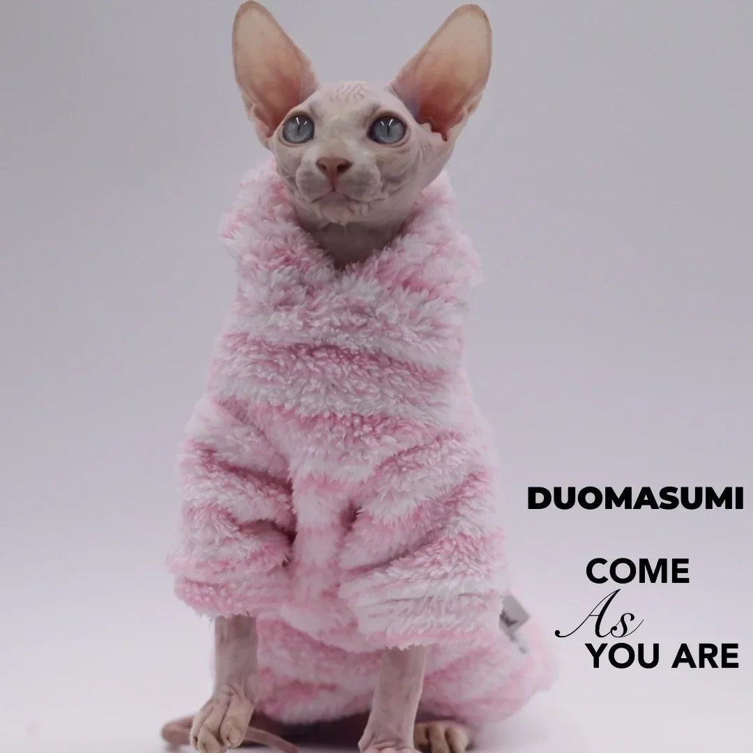 Double-Sided Fluffy Sphynx Cat Jacket - Thick Winter Coat