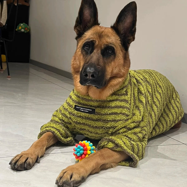 Striped Fleece Dog Turtleneck Sweater - Warm Pullover