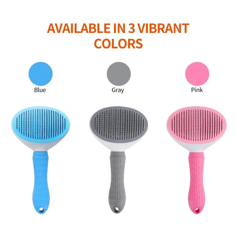 Self-Cleaning Slicker Brush for Cats & Dogs - Easy Hair Removal