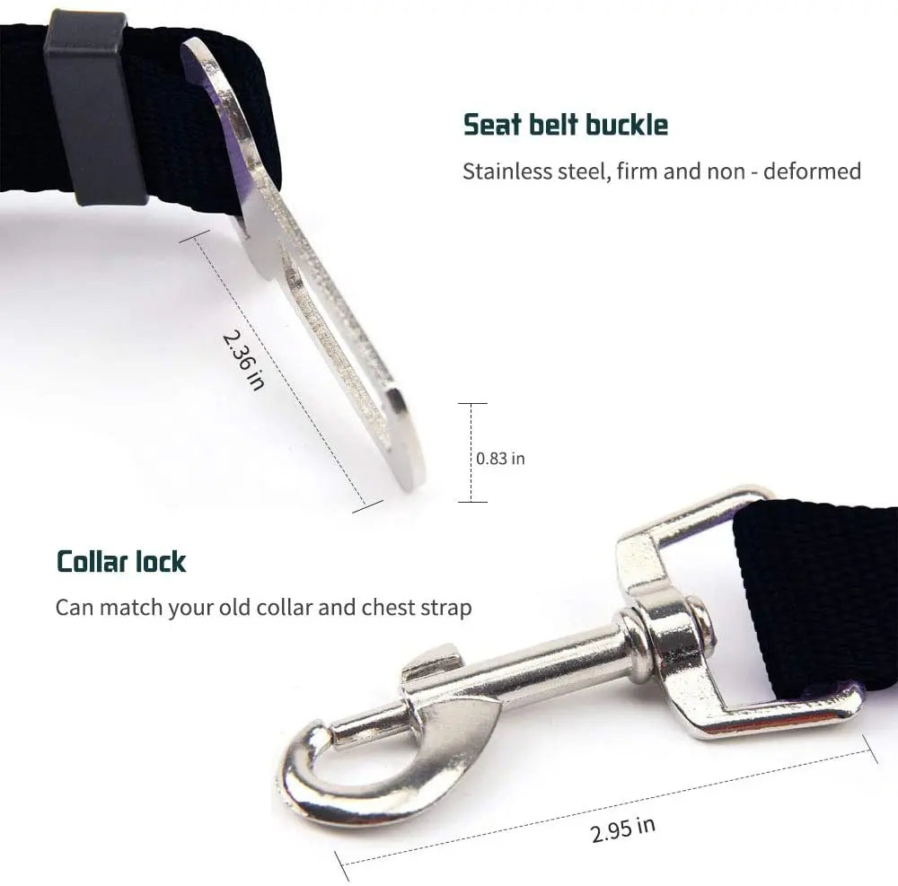 Adjustable Pet Car Seat Belt - Safety Clip Lead for Dogs & Cats