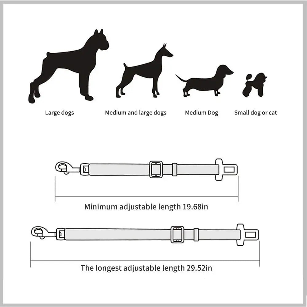 Adjustable Pet Car Seat Belt - Safety Clip Lead for Dogs & Cats