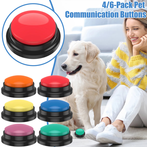 Recordable Dog Training Buttons Set - Talking Pet Buzzers with Light