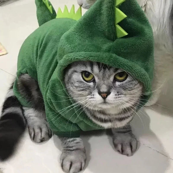Dinosaur Pet Costume Hoodie - Warm Halloween Fleece Coat