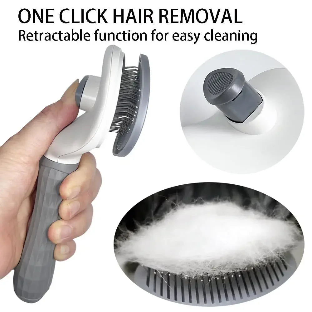 Self-Cleaning Slicker Brush for Cats & Dogs - Easy Hair Removal