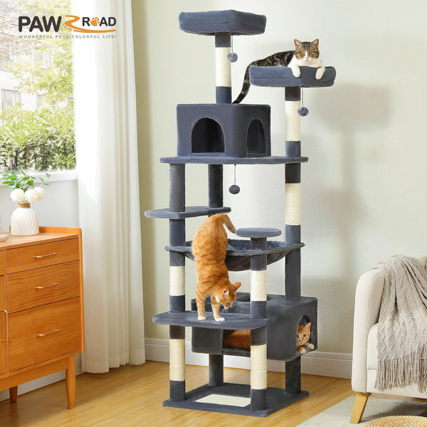 Large Multi-Level Cat Tree Tower with Hammock, Perches & Condos