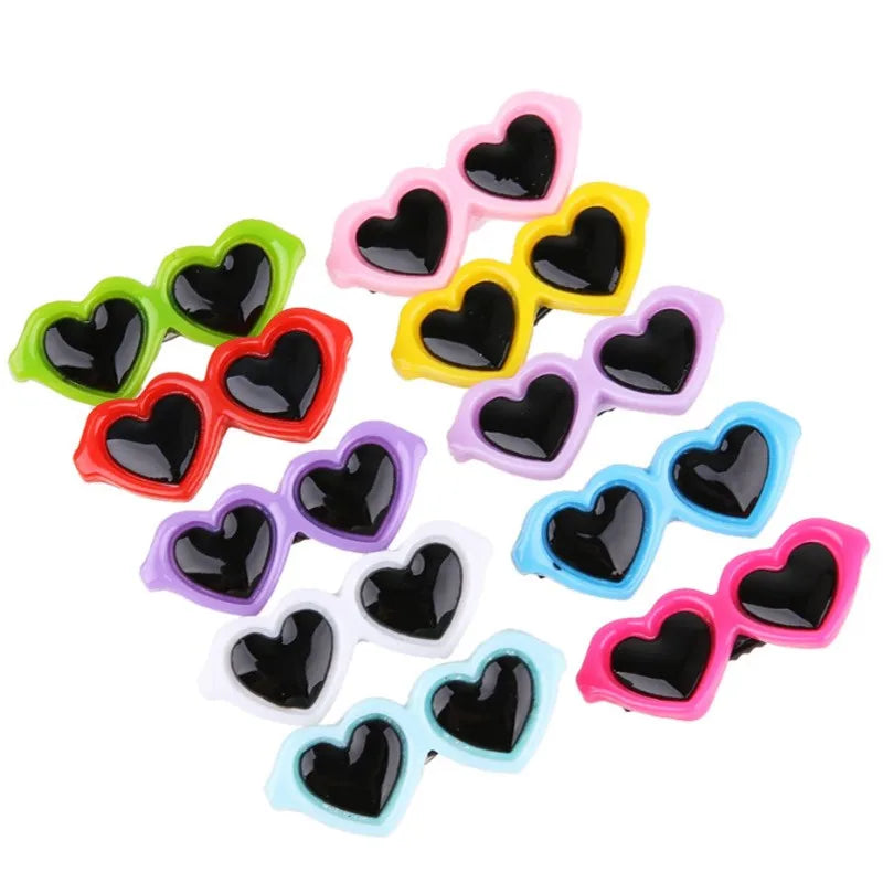 Heart Sunglasses Pet Hair Clip - Cute Bow Accent for Small Pets