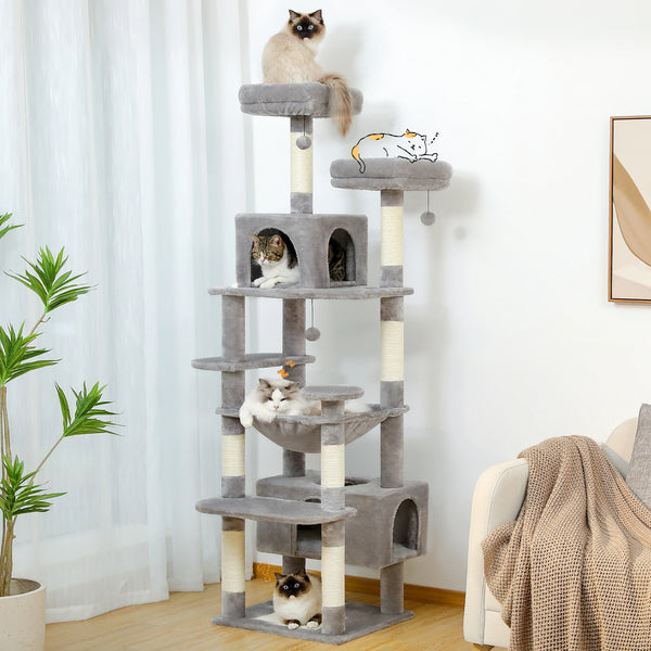 Large Multi-Level Cat Tree Tower with Hammock, Perches & Condos
