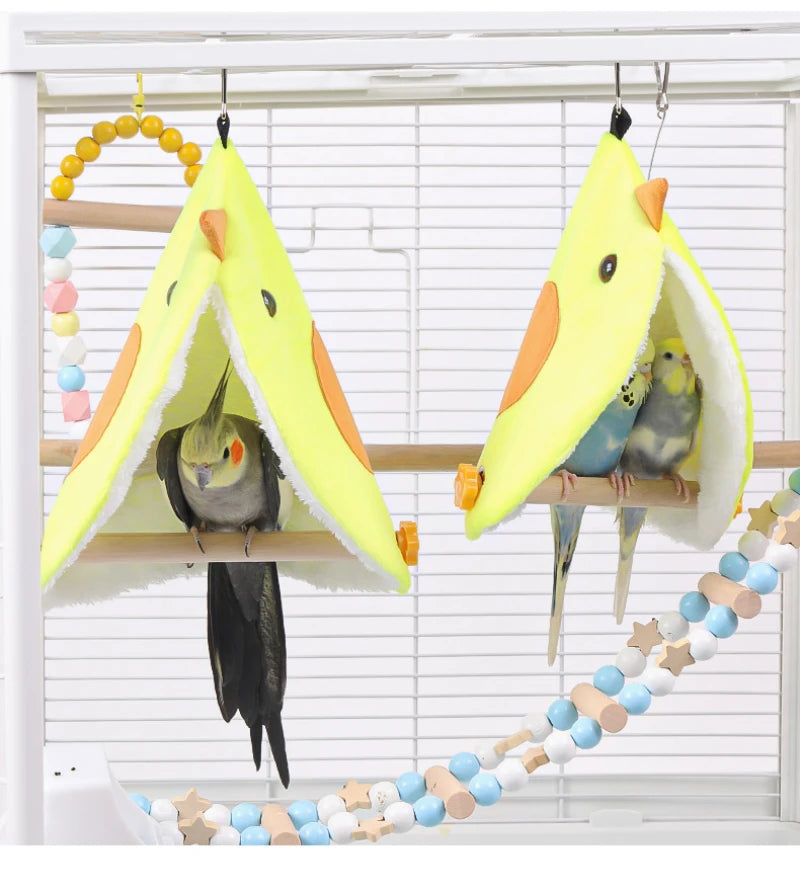 Soft Plush Bird Hammock Nest - Cozy Hanging Cave for Parrots