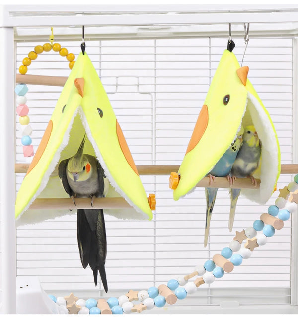 Soft Plush Bird Hammock Nest - Cozy Hanging Cave for Parrots