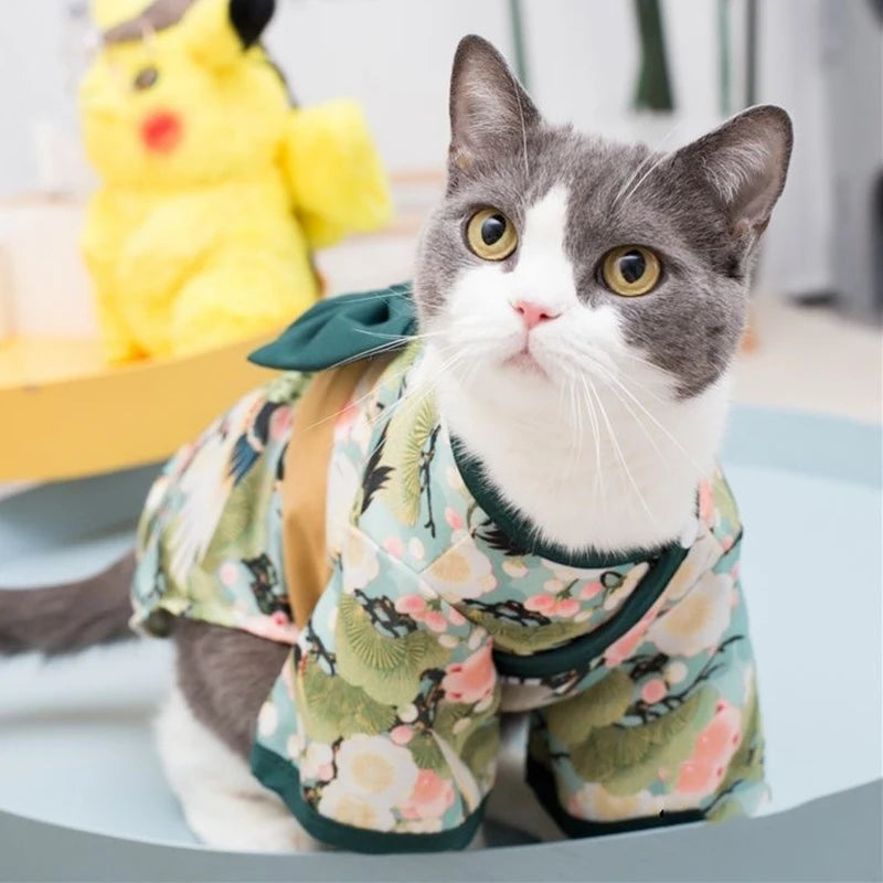 Japanese Style Pet Kimono - Lightweight Summer Outfit with Bow