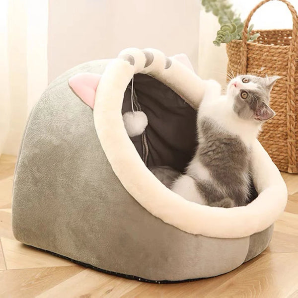Semi-Closed Cat Nest Bed - Warm Four-Season Pet Cave