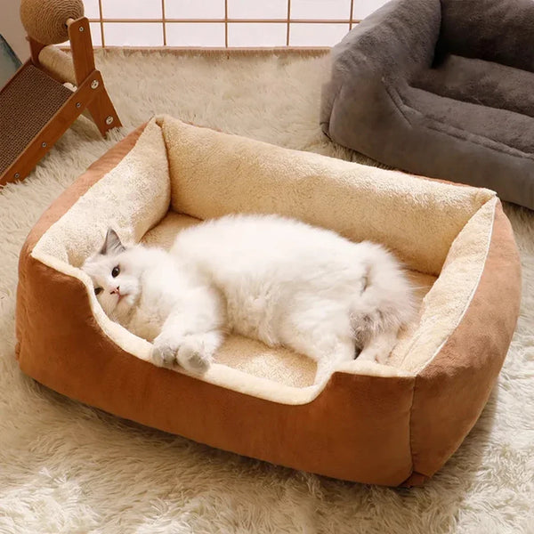 Plush Pet Nest Bed - Breathable Cushion Sofa for Cats and Small Dogs
