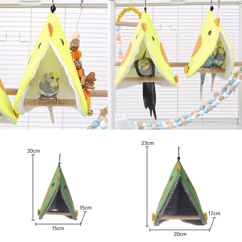Soft Plush Bird Hammock Nest - Cozy Hanging Cave for Parrots