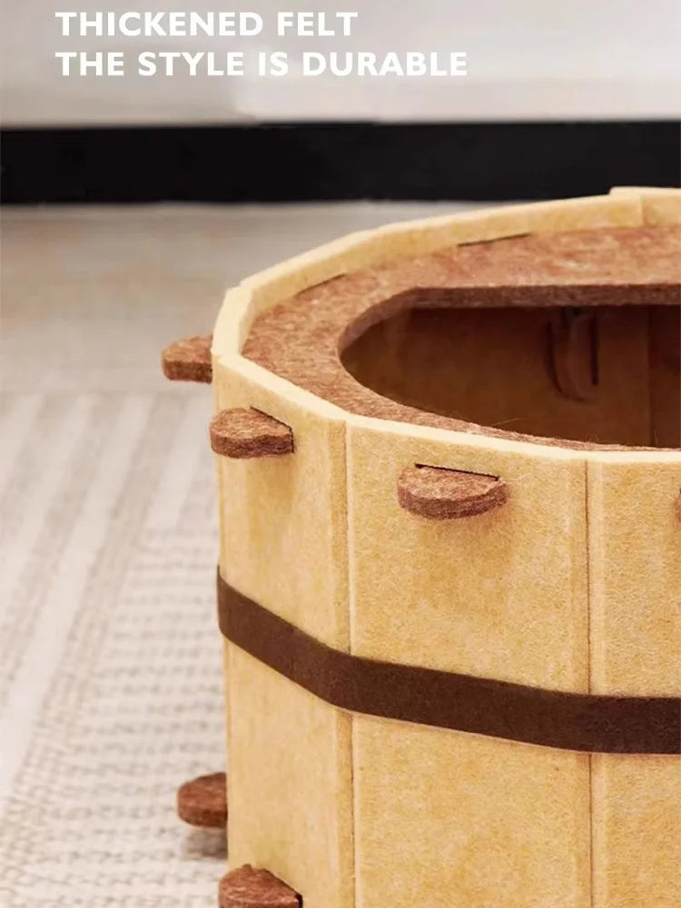 Felt Bathtub Cat Bed - Semi-Enclosed Pet Nest for Sleeping