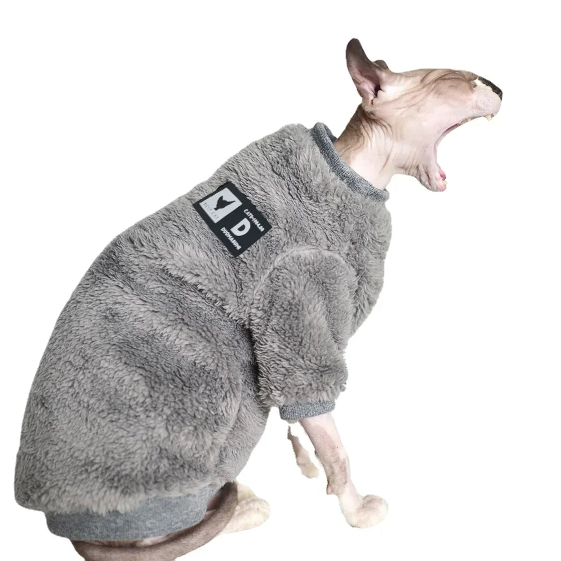 Double-Sided Fluffy Sphynx Cat Jacket - Thick Winter Coat