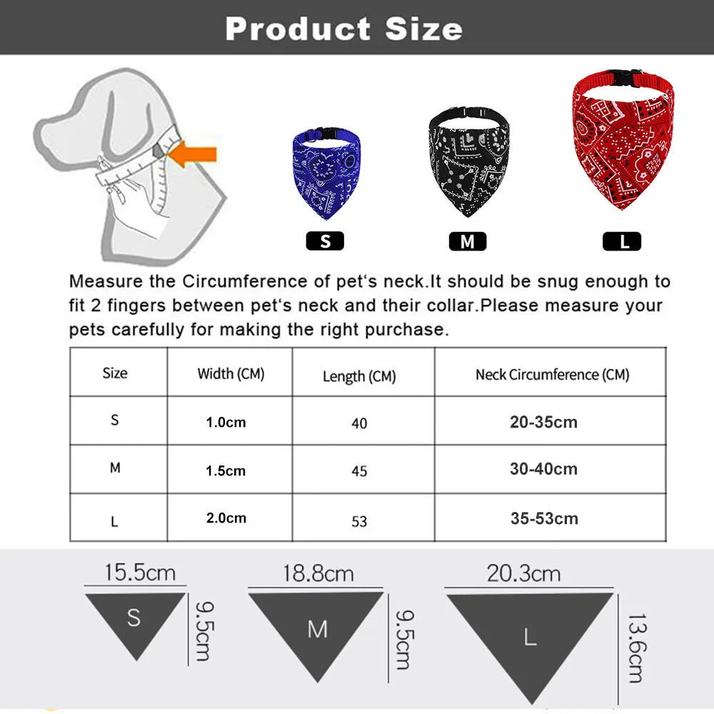 Adjustable Dog Bandana Collar - Printed Scarf Style for Pets