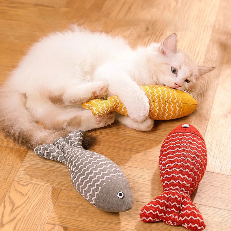 Plush Fish Kicker Cat Toy - Interactive Chew & Exercise Pillow