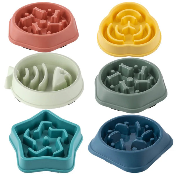 Round Slow Feeder Bowl for Cats & Dogs - Anti-Choking Non-Slip Design