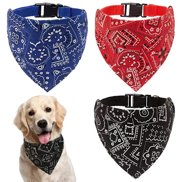 Adjustable Dog Bandana Collar - Printed Scarf Style for Pets