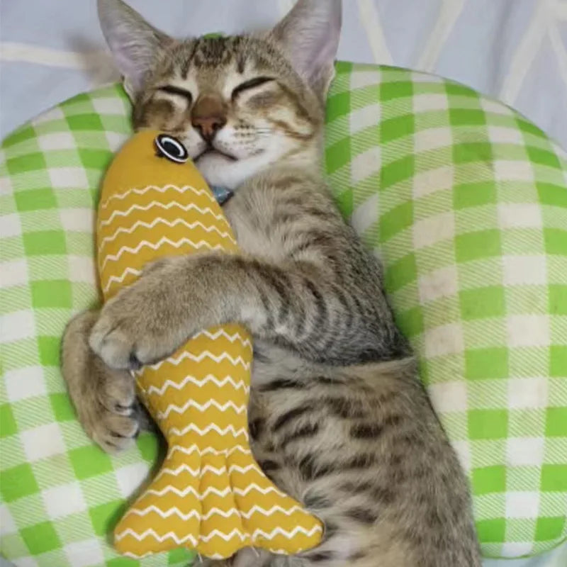 Plush Fish Kicker Cat Toy - Interactive Chew & Exercise Pillow