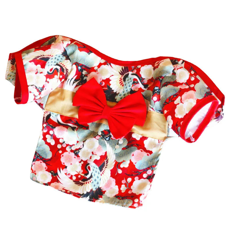 Japanese Style Pet Kimono - Lightweight Summer Outfit with Bow
