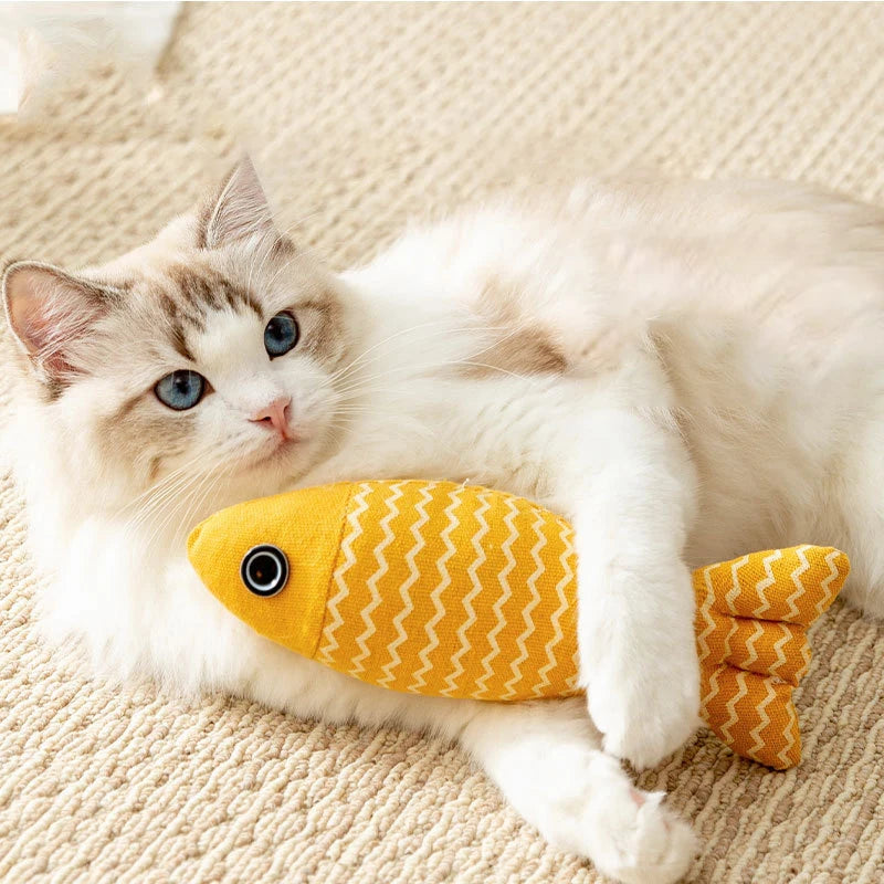 Plush Fish Kicker Cat Toy - Interactive Chew & Exercise Pillow