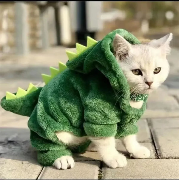 Dinosaur Pet Costume Hoodie - Warm Halloween Fleece Coat