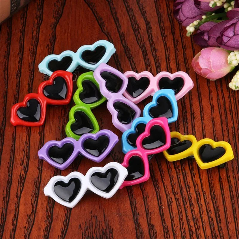 Heart Sunglasses Pet Hair Clip - Cute Bow Accent for Small Pets