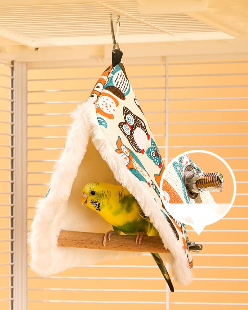 Soft Plush Bird Hammock Nest - Cozy Hanging Cave for Parrots