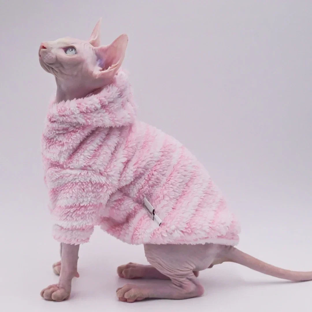 Double-Sided Fluffy Sphynx Cat Jacket - Thick Winter Coat