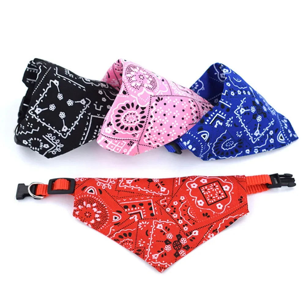Adjustable Dog Bandana Collar - Printed Scarf Style for Pets